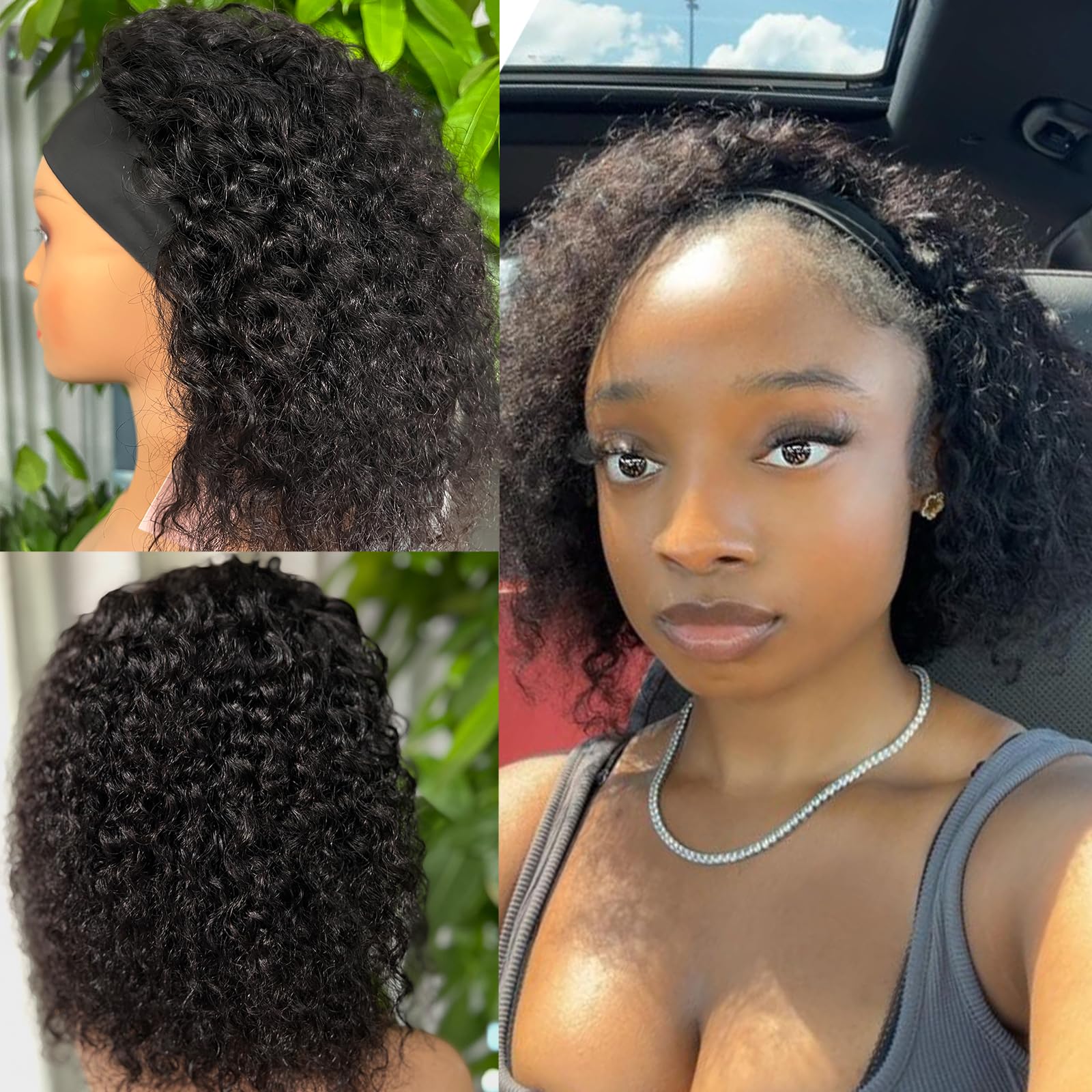 Punmasa headband wig ice silk band highlights secure, comfortable fit during wear