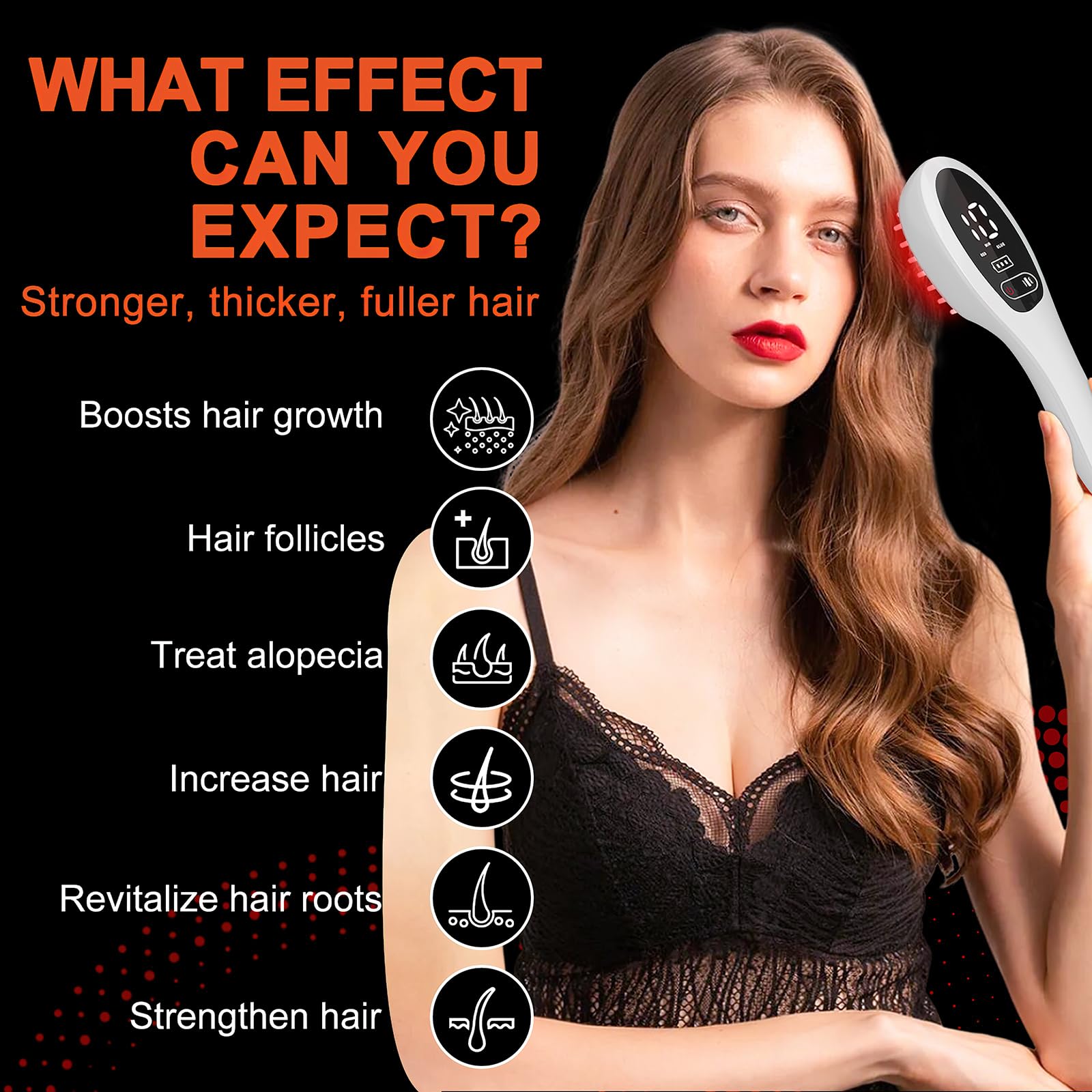 PUPCA Laser Therapy Hair Growth Comb handheld operation highlights easy one-button use