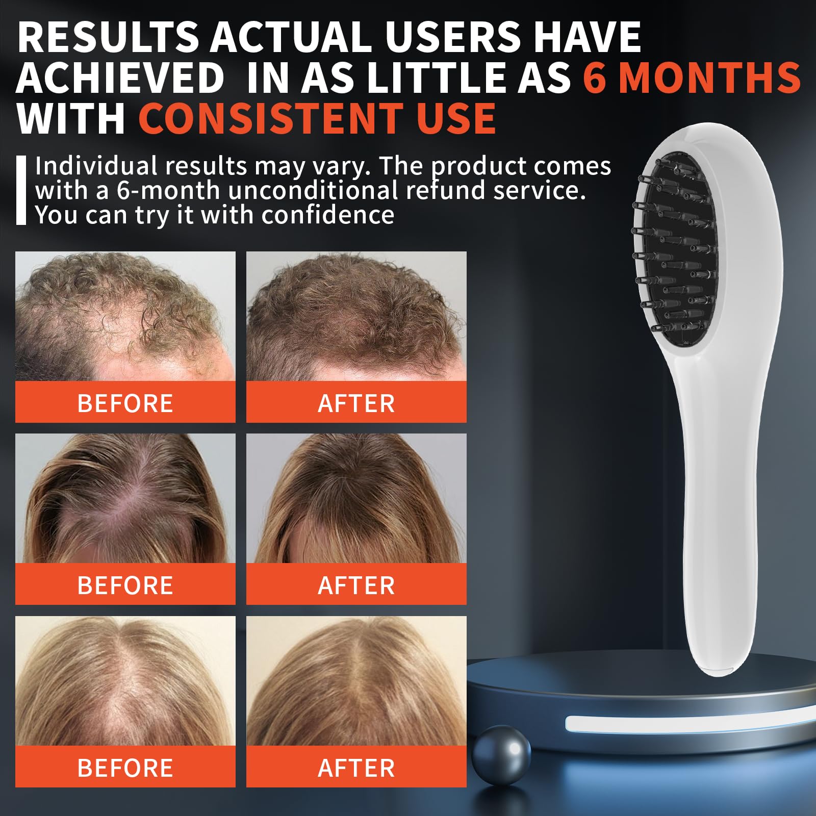 PUPCA Laser Therapy Hair Growth Comb handheld operation ensures comfortable grip for sessions