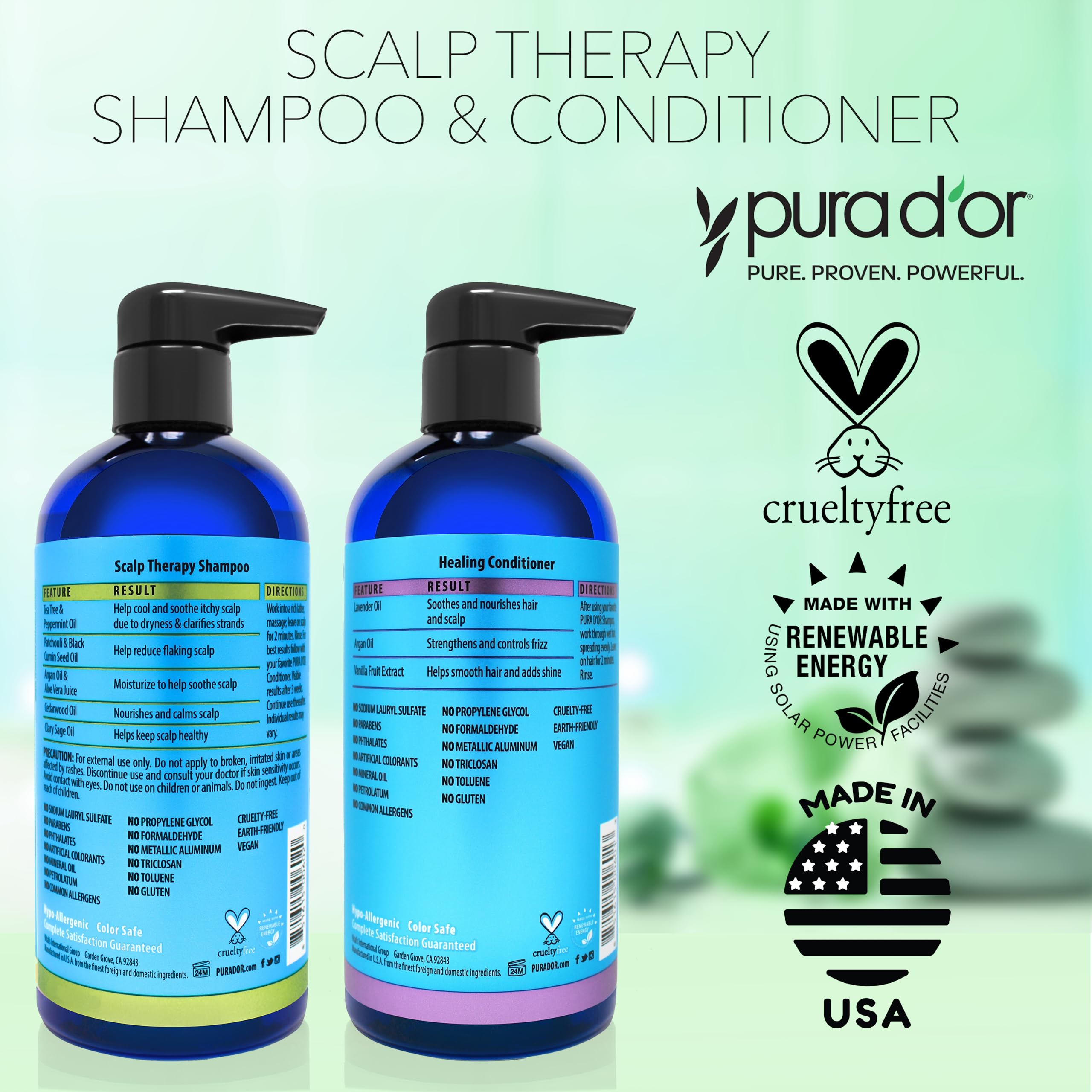 PURA D'OR 3-in-1 shampoo-conditioner-body wash demonstrates gym-friendly convenience.