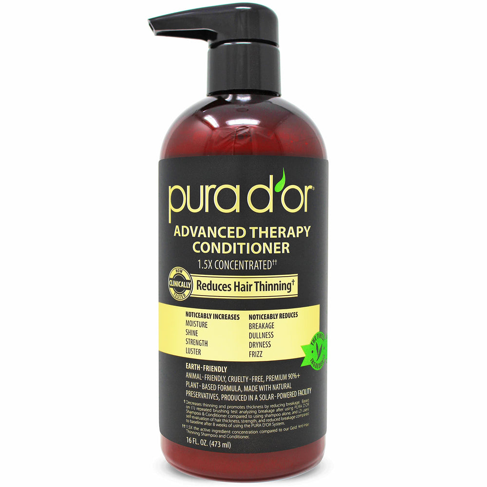 PURA D'OR Advanced Therapy Conditioner bottle delivers moisture for all hair types