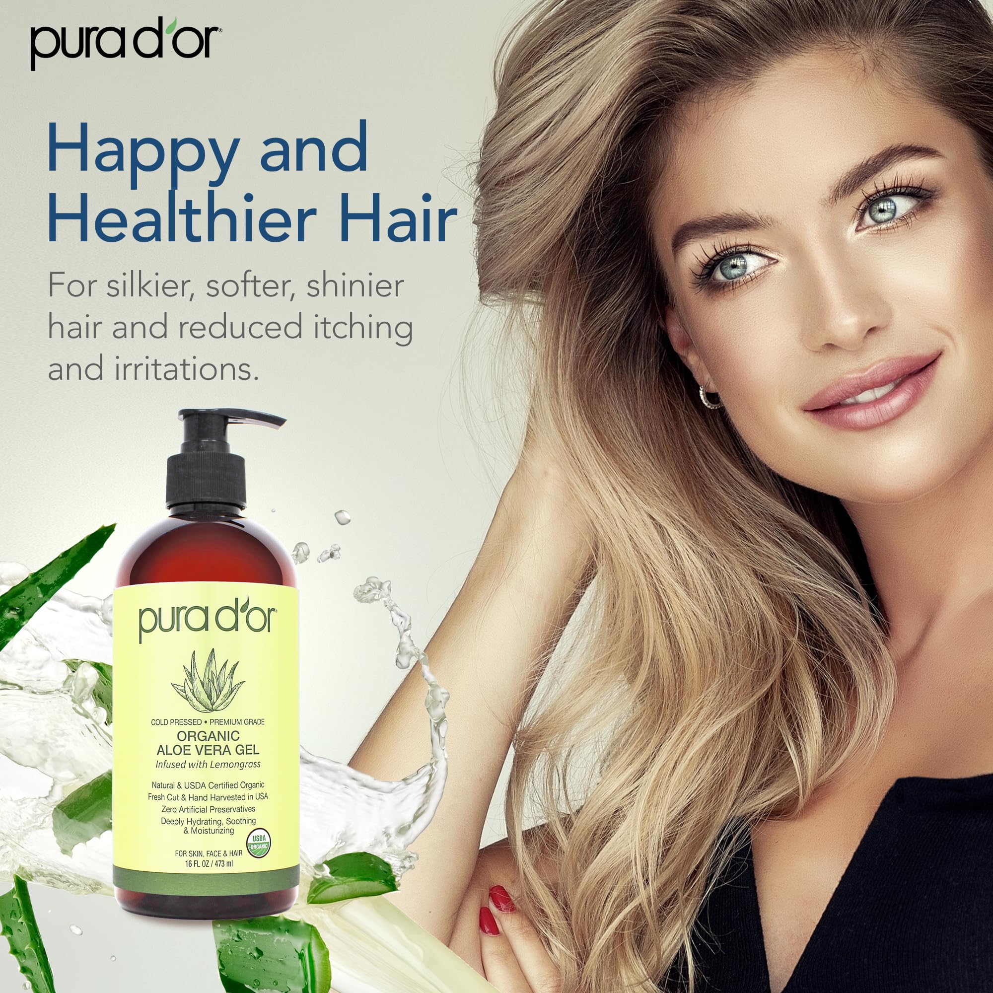 PURA D'OR Aloe Vera Gel massage on scalp for hydration