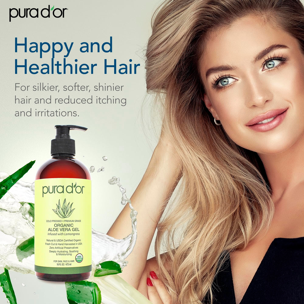 PURA D'OR Aloe Vera Gel massage on scalp for hydration