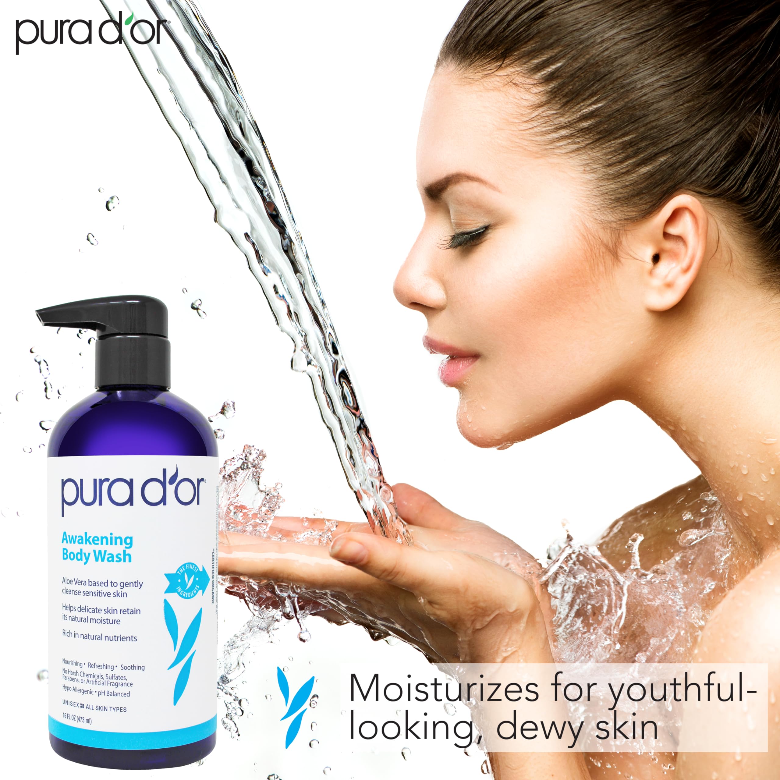 PURA D'OR Awakening Body Wash ingredients tea tree lavender emphasize natural soothing notes