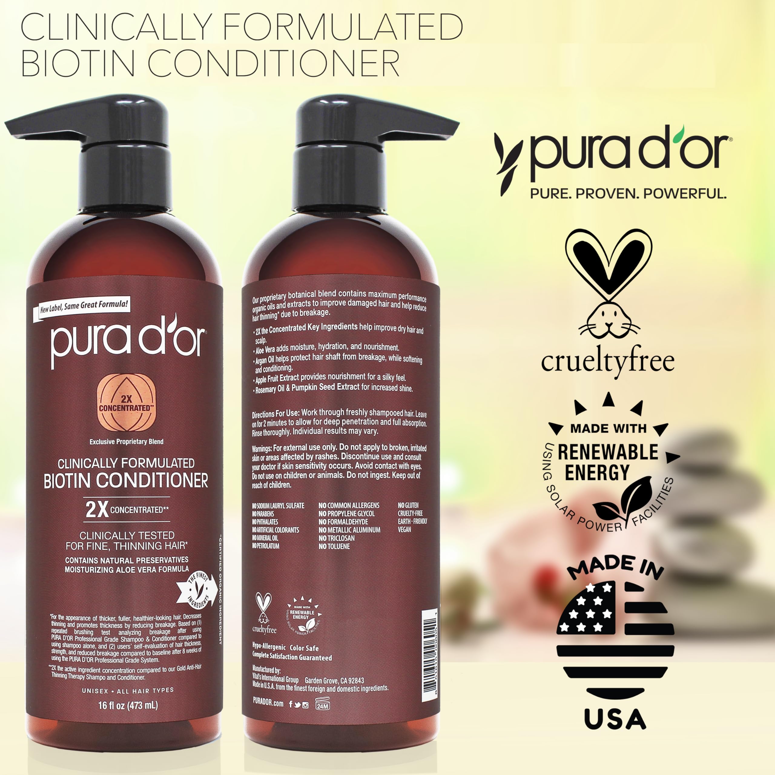 PURA D'OR daily hair care routine setup for thinning hair.