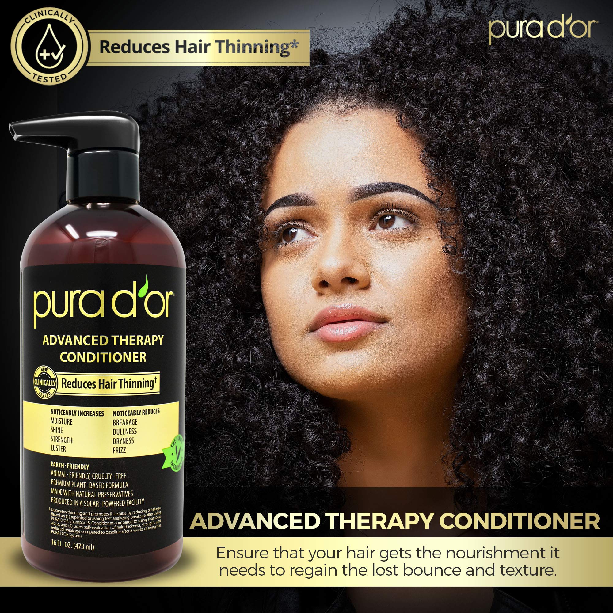 PURA D'OR hair care routine use shot shows after-wash softness and fullness