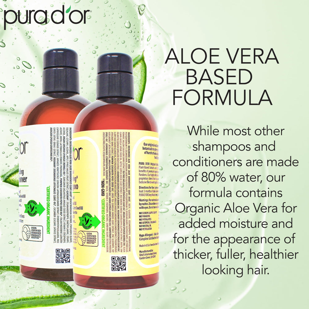 PURA D'OR low-lather shampoo close-up highlighting gentle cleansing