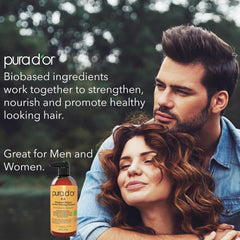 PURA D'OR MD bottle lathering into hair for hydrated roots to tips