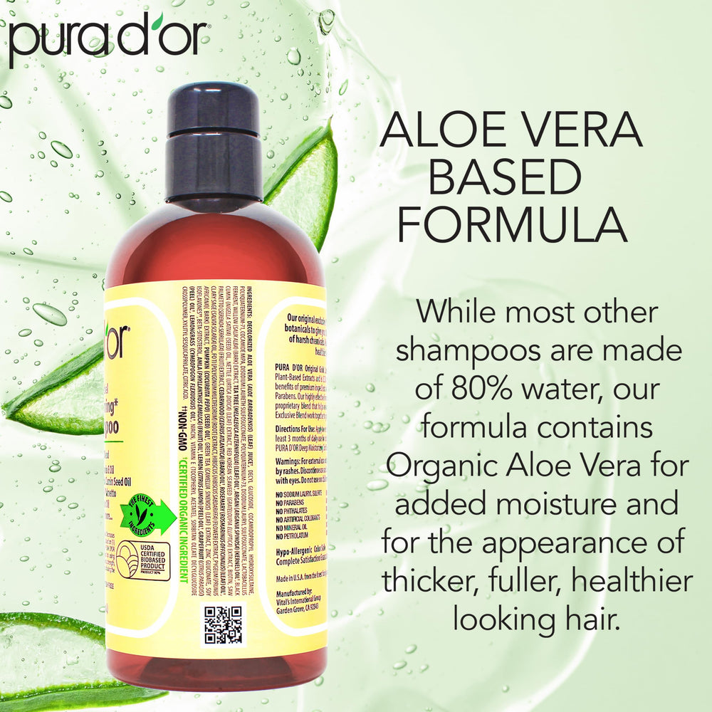 PURA D'OR Original Gold Label clean-sulfate-free formula visual.