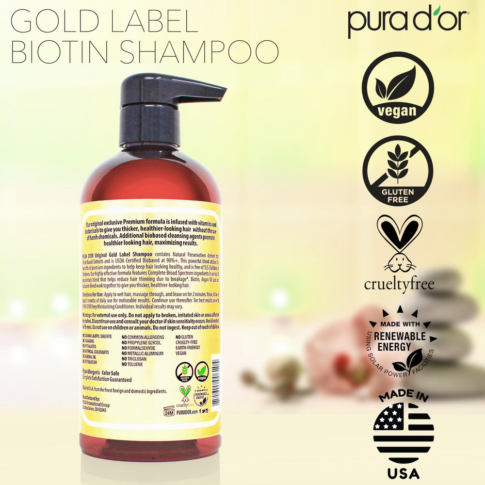 PURA D'OR Original Gold Label USA-made facility renewable-energy symbol.