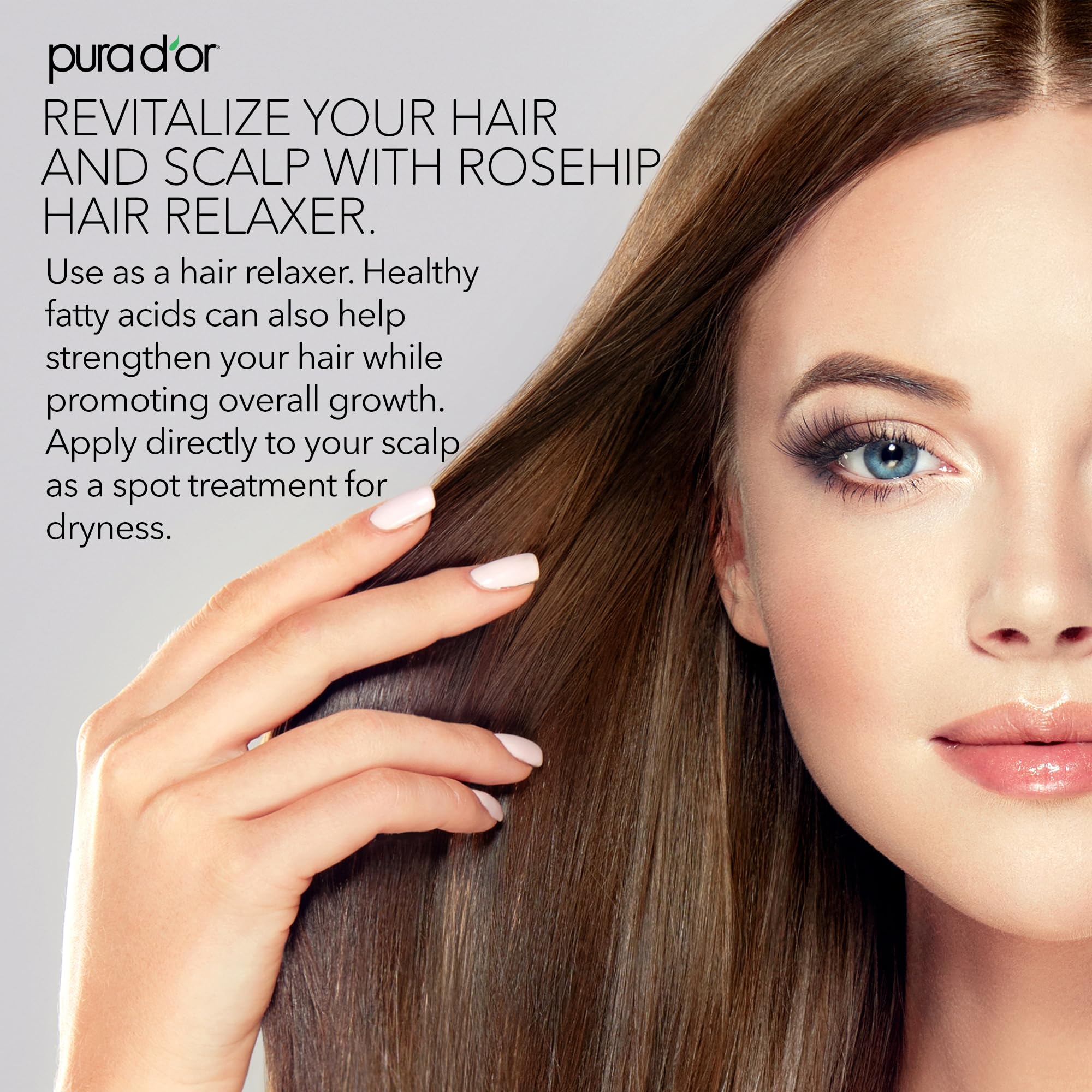 PURA D'OR Rosehip Seed Oil on the face for gentle hydration and glow.