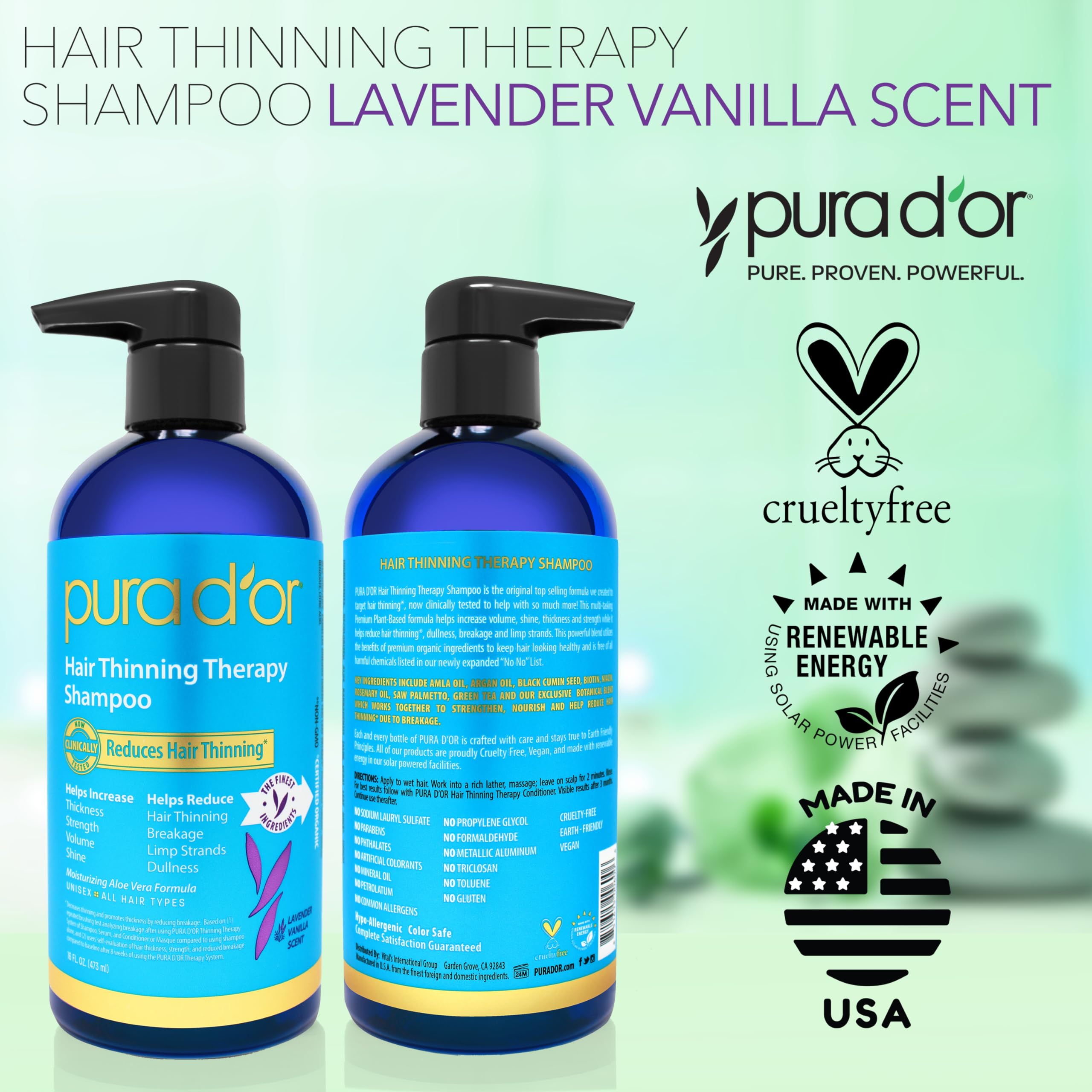 PURA D'OR routine shampoo use foam demonstrates easy lather for daily care.