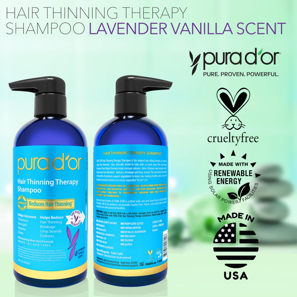 PURA D'OR routine shampoo use foam demonstrates easy lather for daily care.