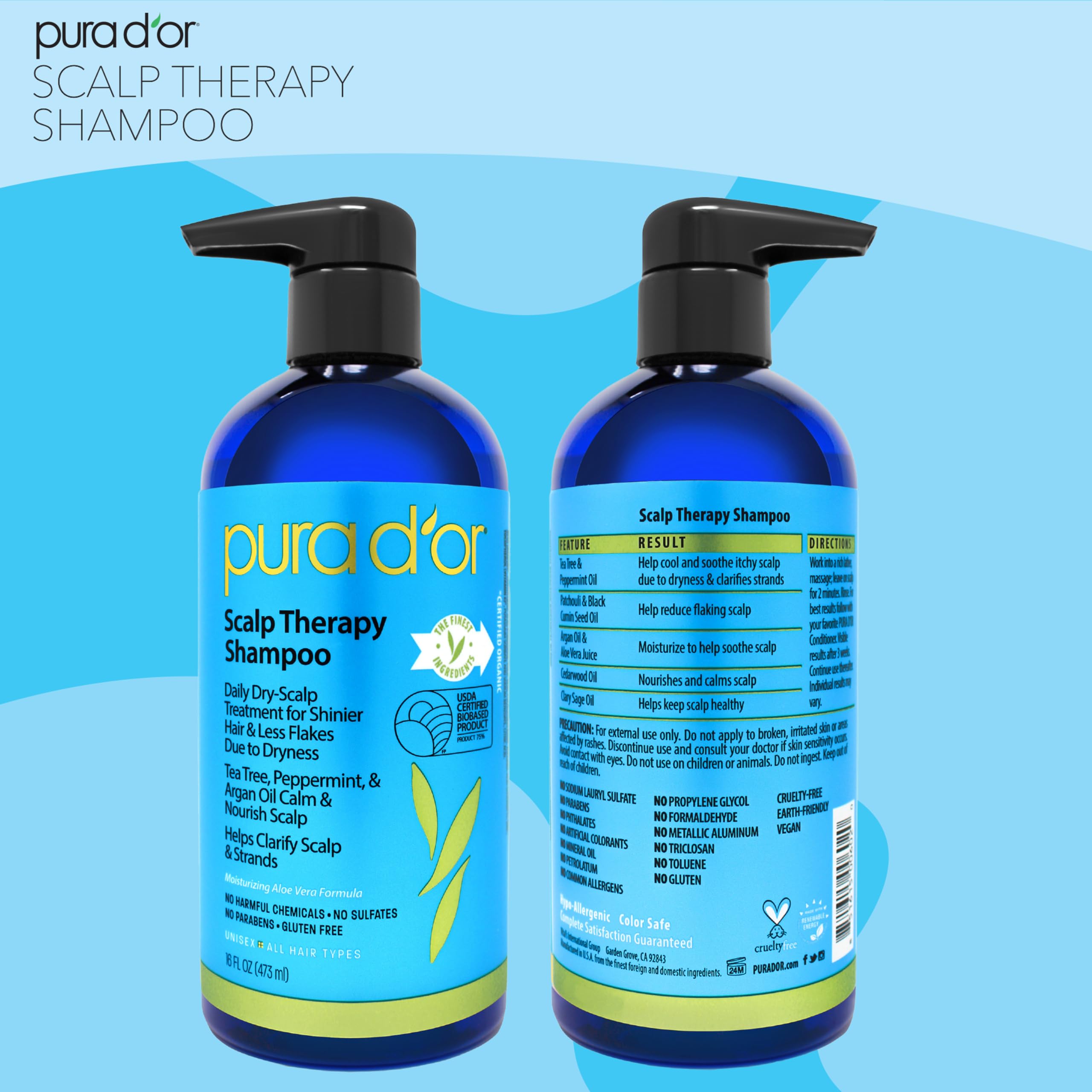 PURA D'OR Therapy Shampoo creamy lather during application