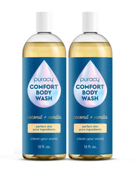 Puracy body wash bottle with coconut-vanilla scent highlighting gentle cleansing