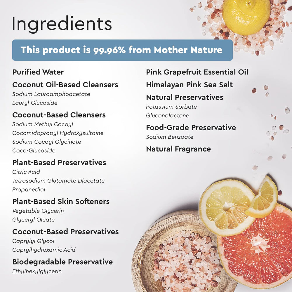 Puracy Body Wash label-ingredients — 98.6% plant-powered skincare