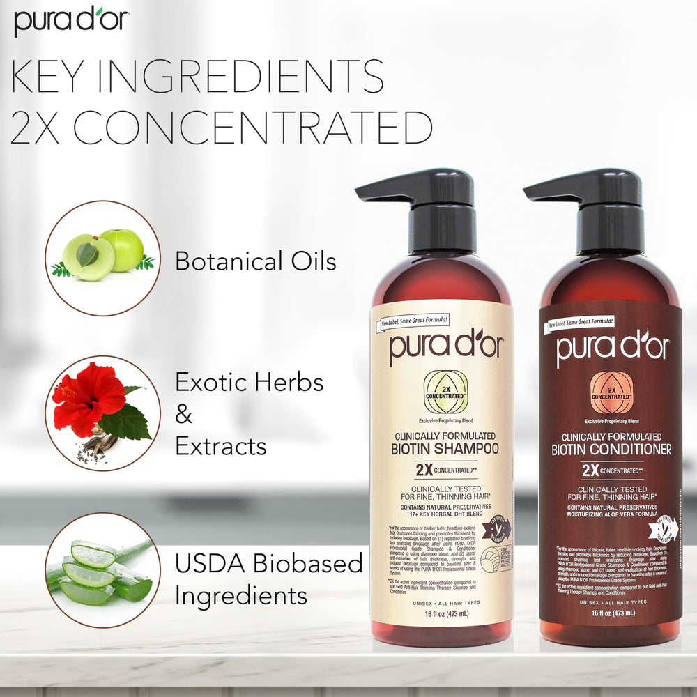 PURA D'OR conditioner tube emphasizing moisturizing formula for smoother, tangle-free hair.