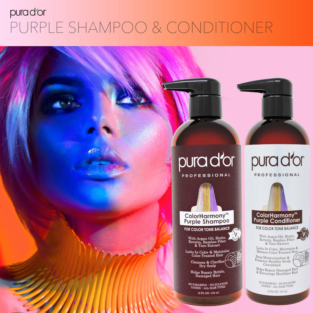 PURA D'OR color-treated hair close-up showcases glossy, hydrated finish