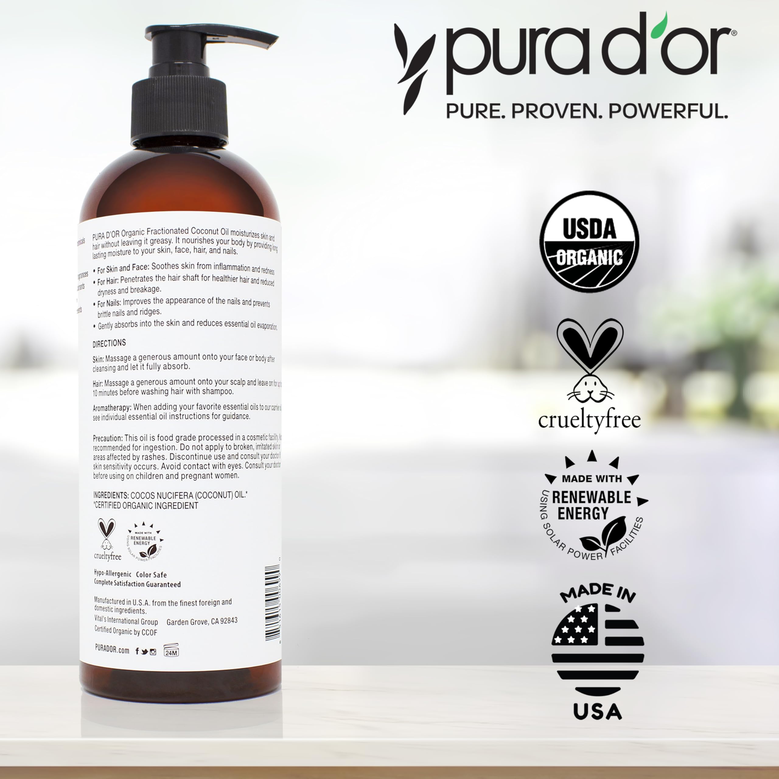 PURA D'OR essential oils carrier oil used for massage and aromatherapy blends