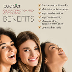 PURA D'OR coconut oil texture close-up showing silky, non-greasy finish
