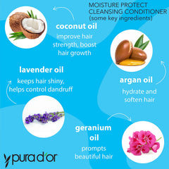 PURA D'OR Moisture Protect argan oil lavender essence close-up highlights moisture and soothing scent.