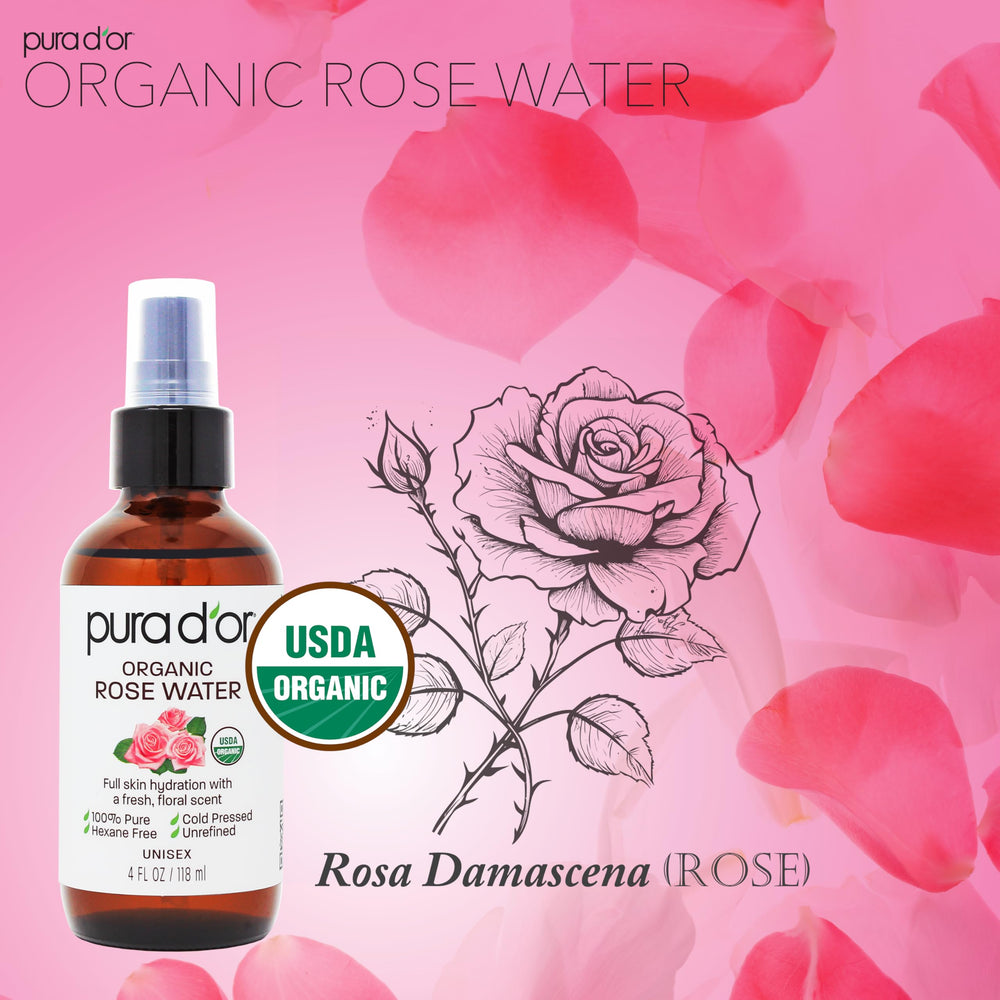 PURA D'OR Rose Water Toner in routine use for oil control and gentle cleansing.