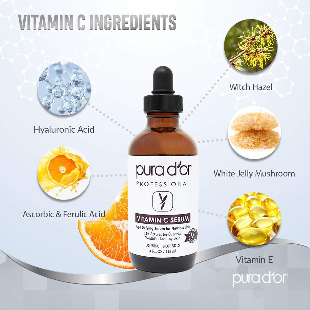 PURA D'OR serum bottle with dropper showing precise application