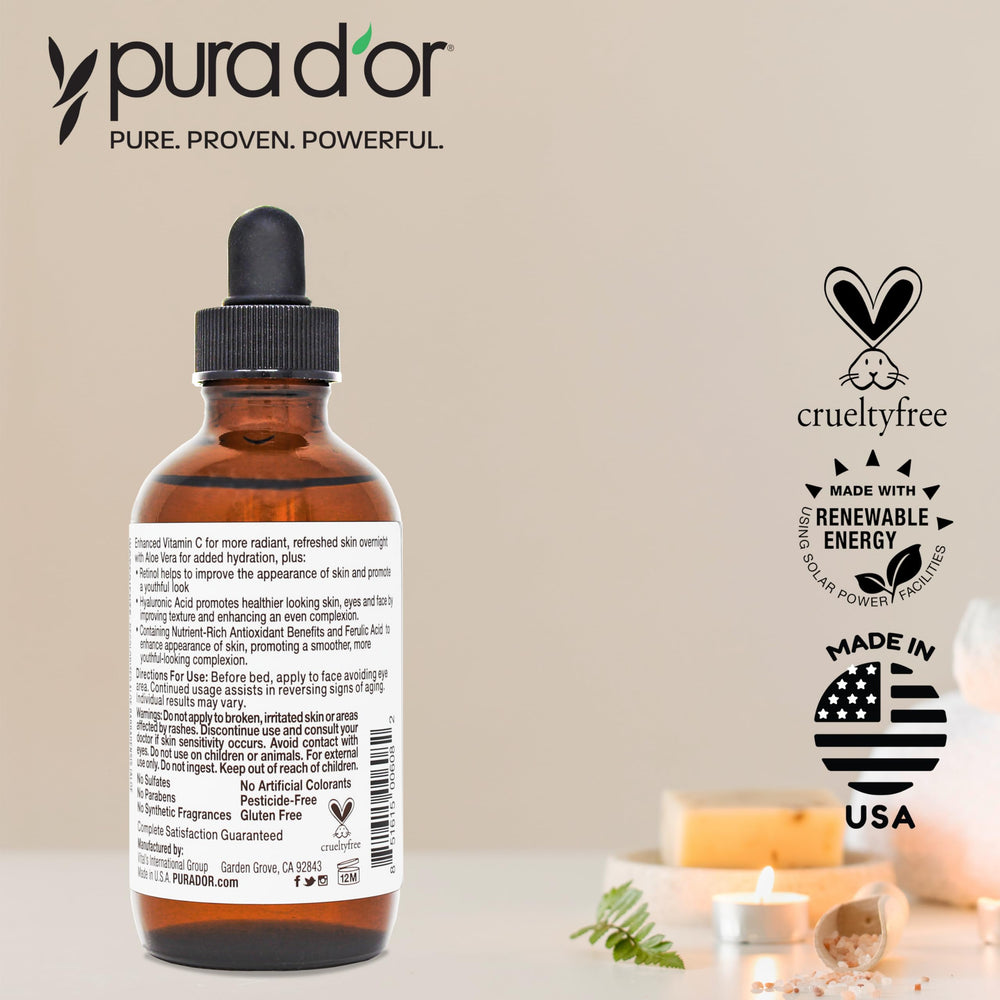 PURA D'OR Vitamin C Serum eye area use closeup implies care for delicate skin