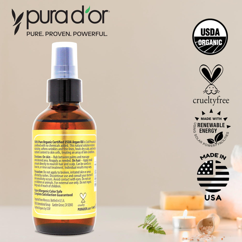 PURA D'OR Argan Oil nails and cuticles application nourishes and conditions.