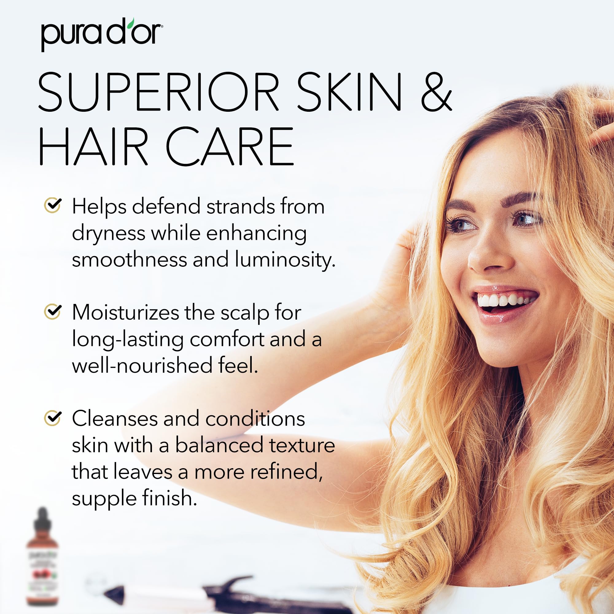 PURA D'OR Castor Oil dropper ready for lash and brow conditioning