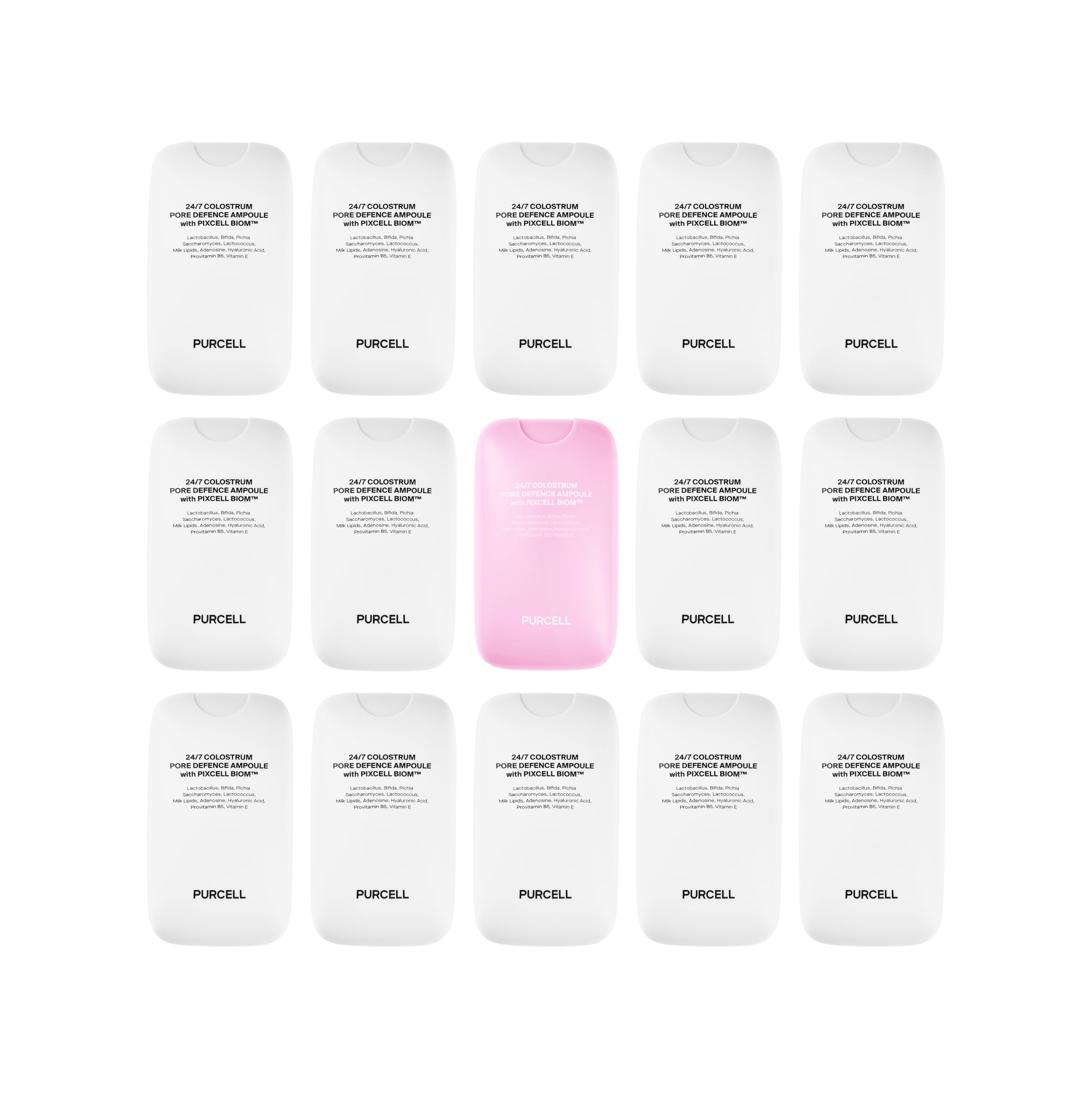 Purcell 24/7 Colostrum Ampoule Mist ingredient chart hints at nourishing actives.