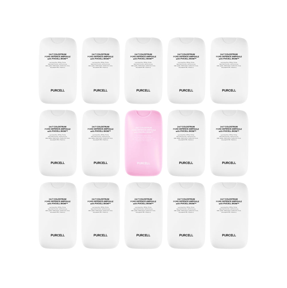 Purcell 24/7 Colostrum Ampoule Mist ingredient chart hints at nourishing actives.