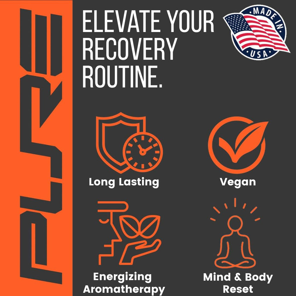 Pure Athlete energizing shower steamer USA-made label on package signaling trusted craftsmanship.