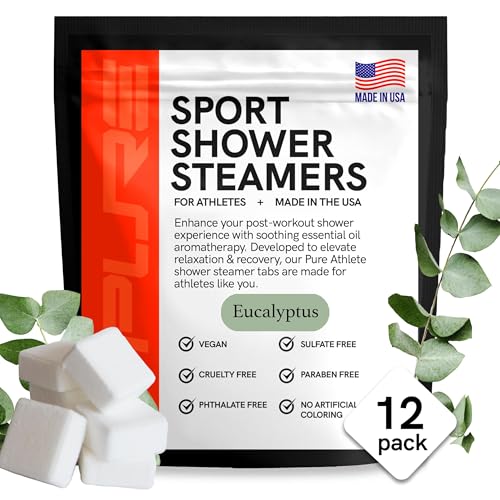 Pure Athlete sport shower steamer pack closeup highlights refreshing post-run aroma