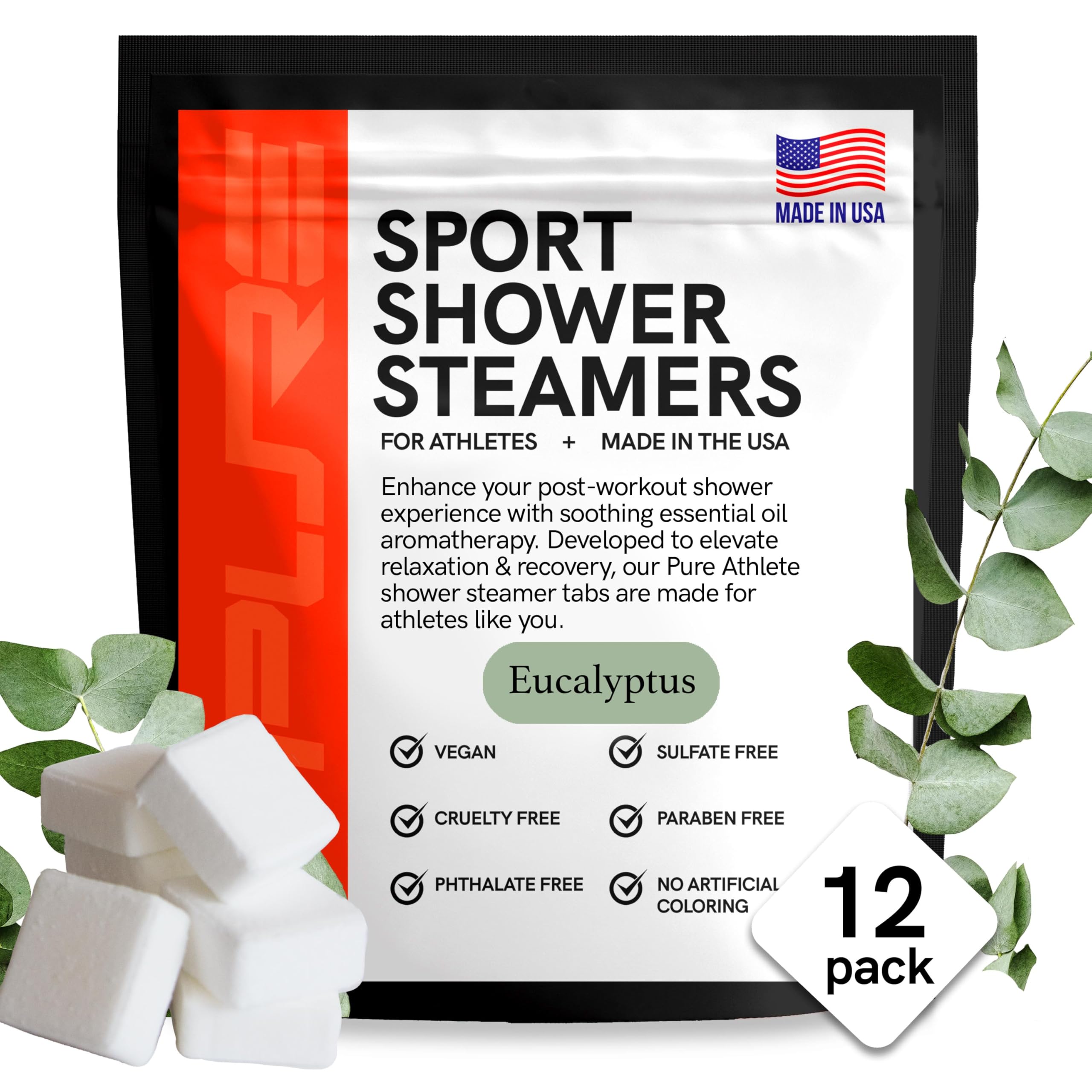 Pure Athlete tabletas-vapor-ducha, aroma vigorizante para empezar el entrenamiento