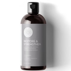 Pure Body Naturals Hair Loss Shampoo bottle shown for thinning hair support.