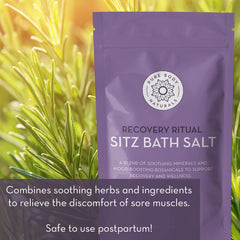 Pure Body Naturals Sitz Bath Salt jar shows soothing blend for daily sitz baths