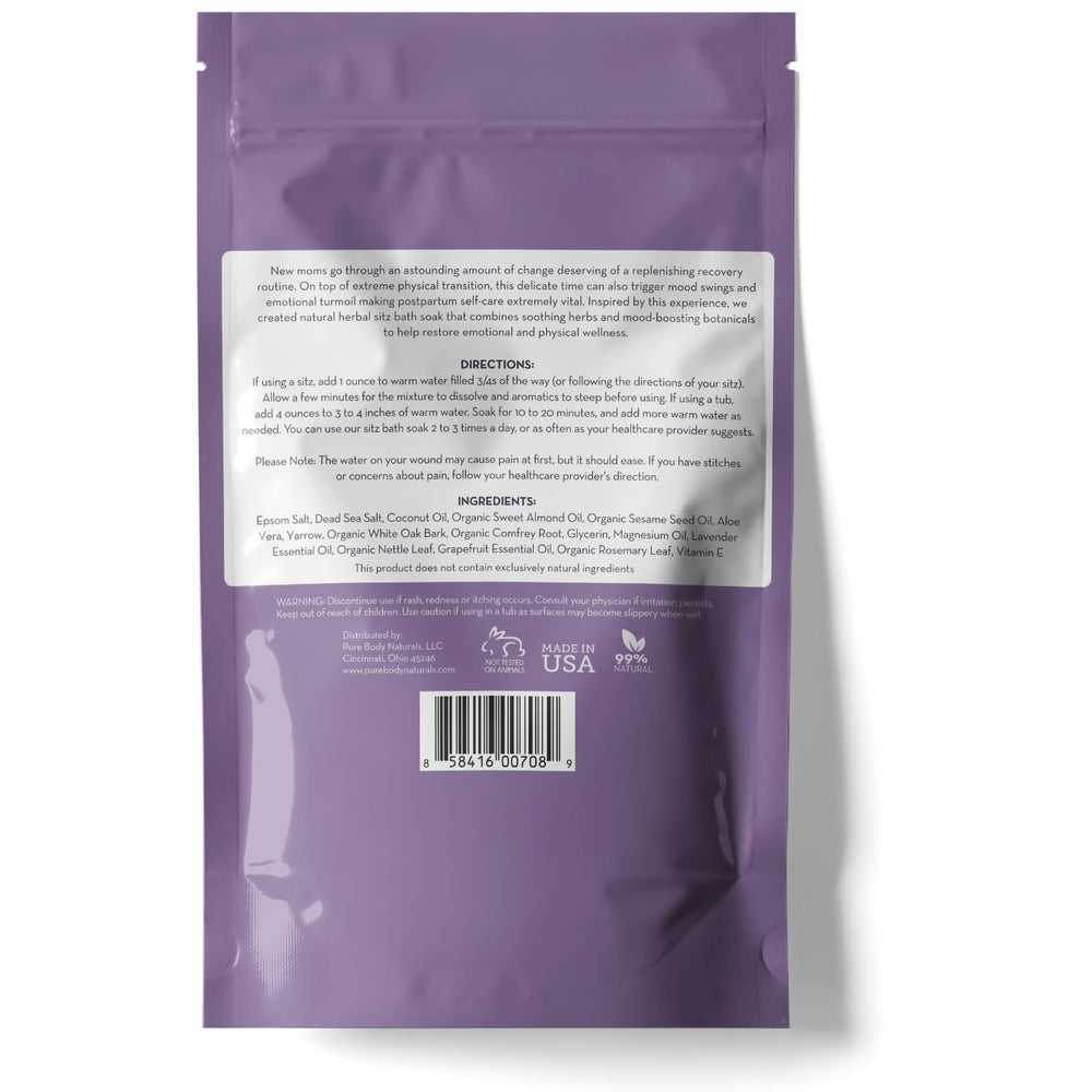 Pure Body Naturals Sitz Bath usage in a sitz bath for daily postpartum comfort.