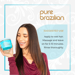 Pure Brazilian Masque bottle close-up on vanity signaling premium care routine