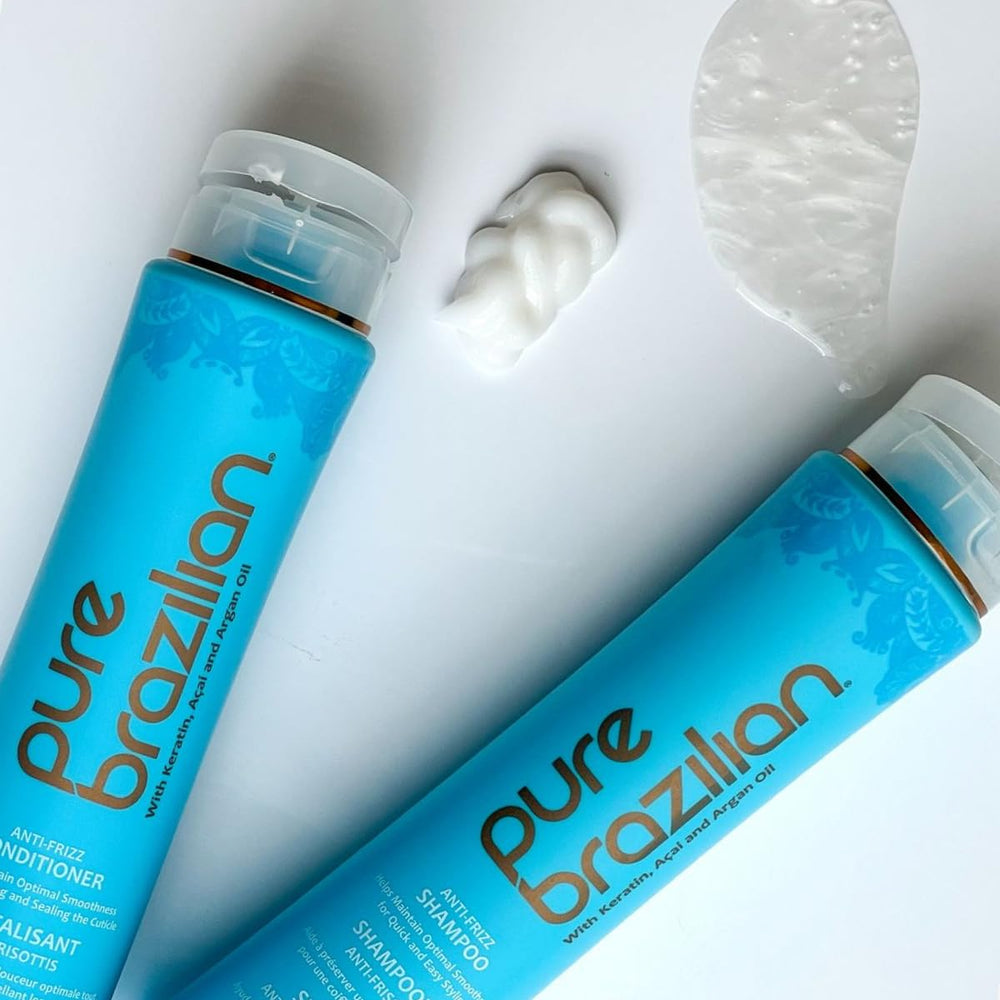 Pure Brazilian product shot reveals soft hair texture and luxurious shine.