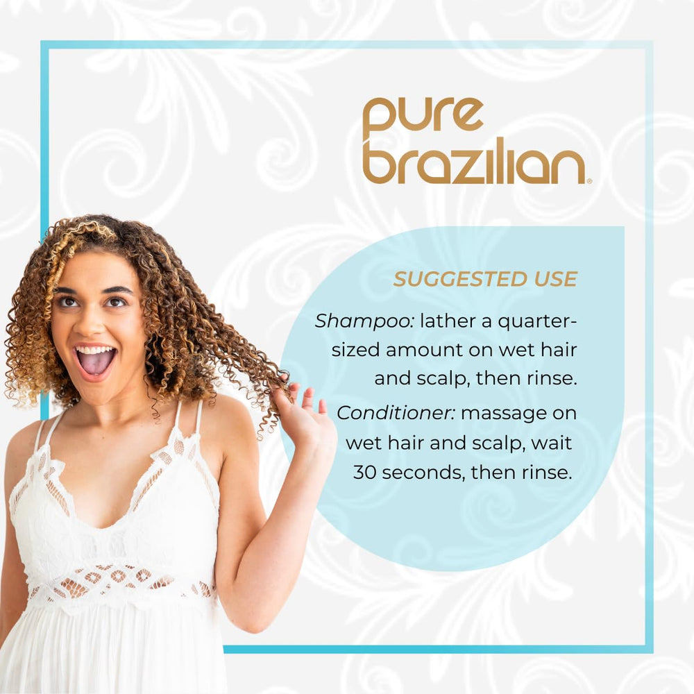 Pure Brazilian sulfate-free shampoo foam demonstrates gentle daily cleansing.