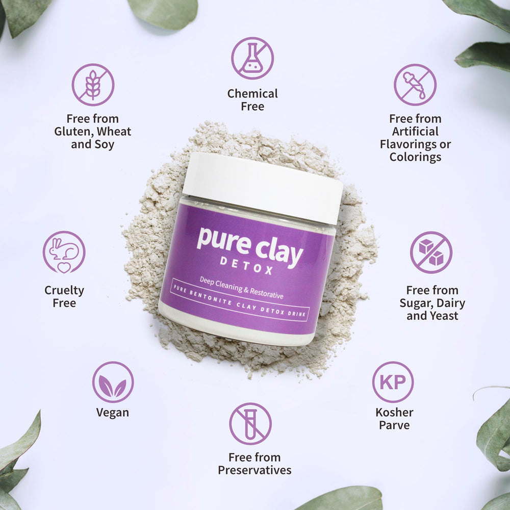 Pure Clay calcium bentonite powder mixed with water for a detox-friendly drink and skin care prep.