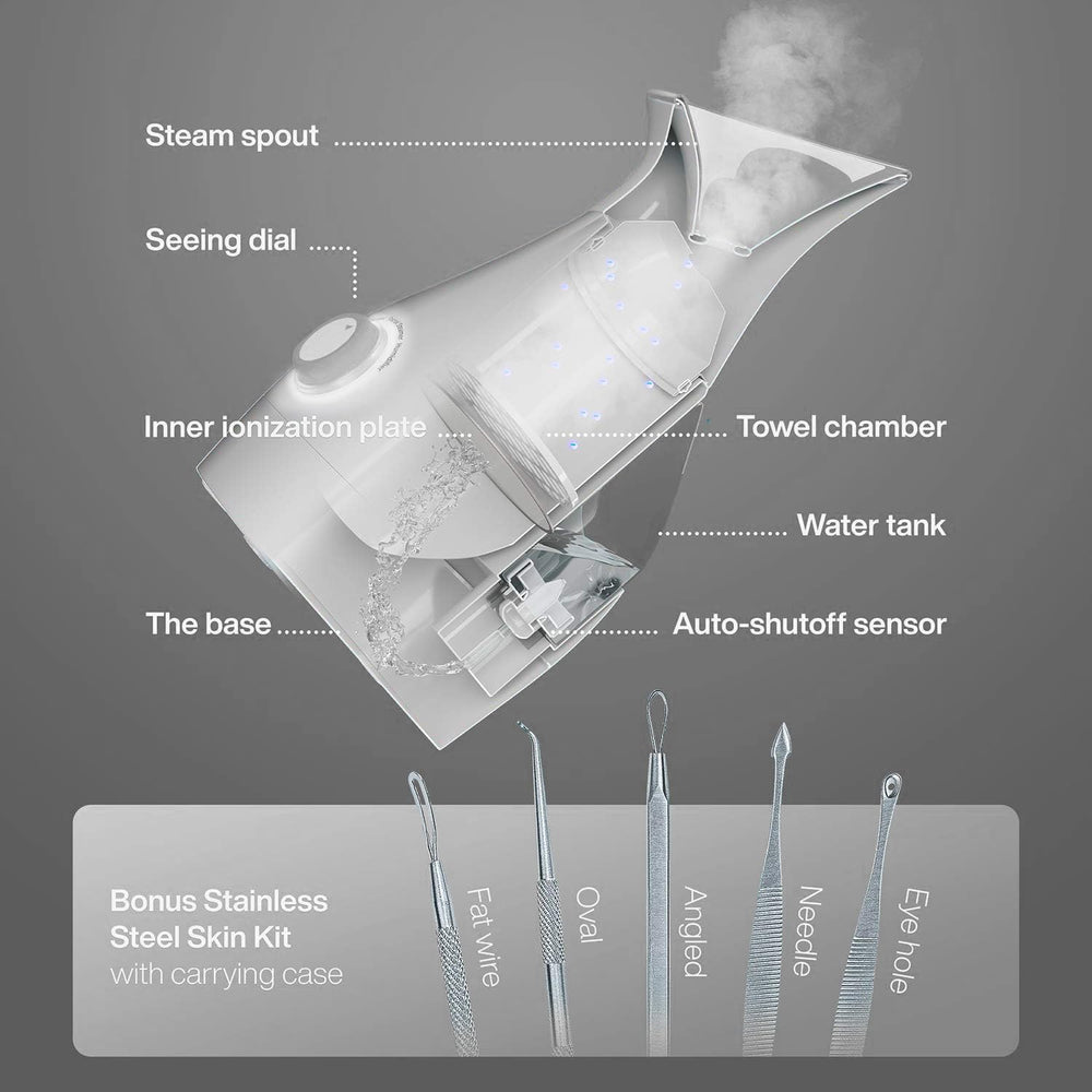 Pure Daily Care Nanosteamer steam closeup showing nano-ionic steam