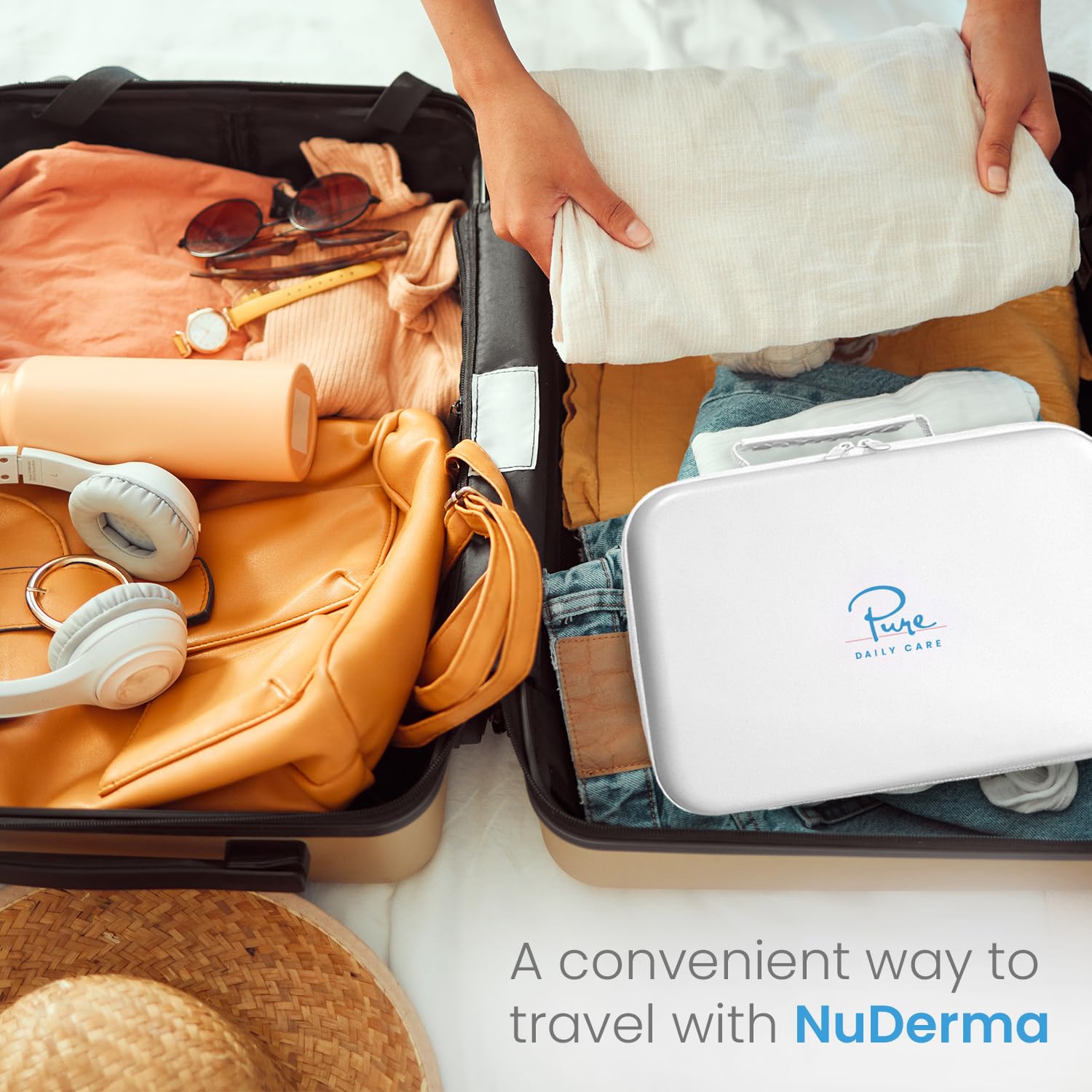 Pure Daily Care NuDerma case holds up to six wands for convenient storage.