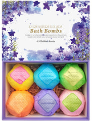 Pure Nature Lux Spa gift set front view highlights six XXL bath bombs for luxurious self-care