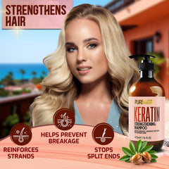 Pure Nature Lux Spa Keratin Shampoo lather closeup highlights gentle, sulfate-free cleansing.