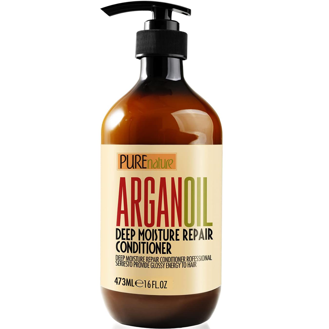 Pure Nature Lux Spa Moroccan Argan Oil Conditioner bottle shows premium shine and hydration.