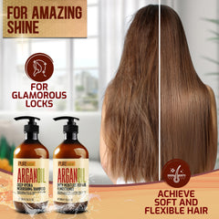 Pure Nature Lux Spa bottle shows argan formula applied for nourishment.