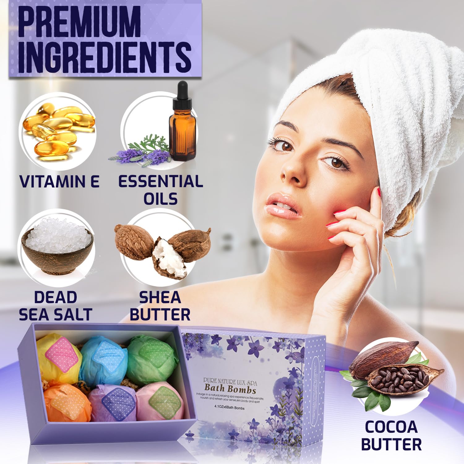 Pure Nature Lux Spa shea-butter-soft-skin shot indicating extra moisturizing feel