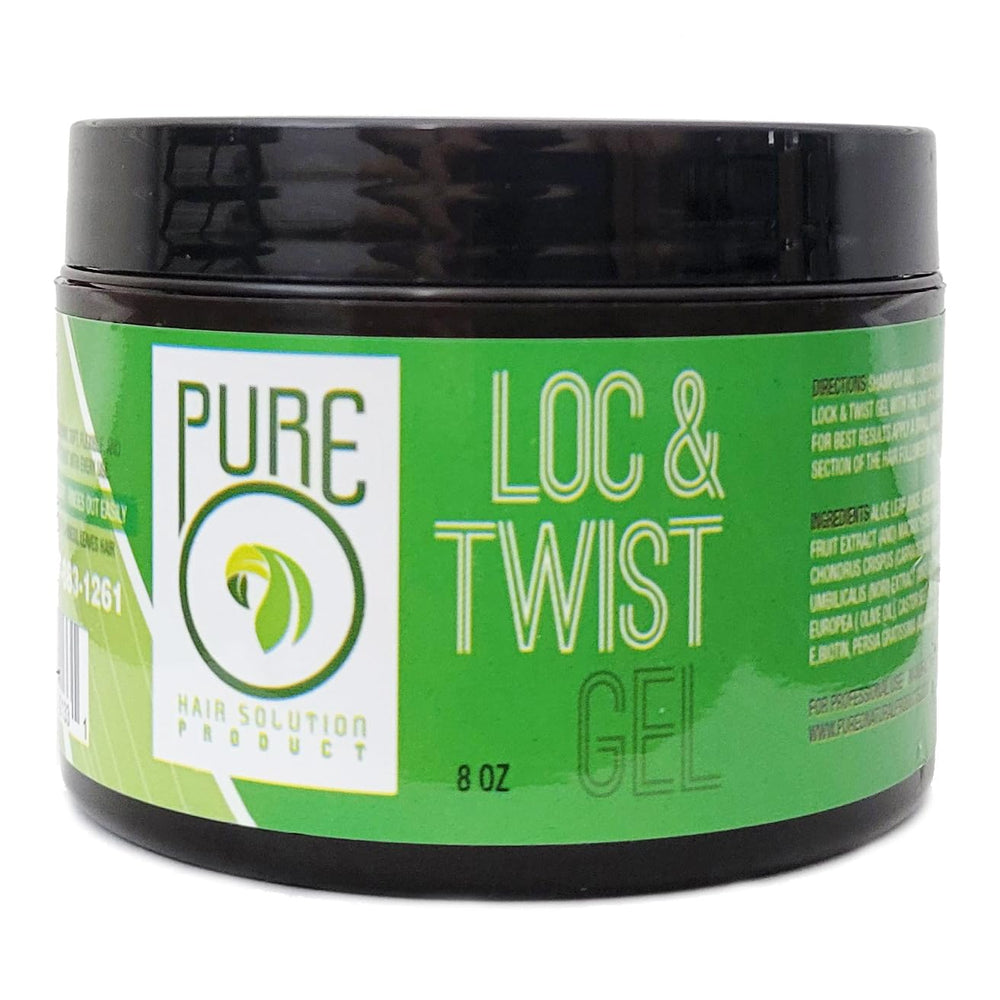 Pure O Hair Solution Lock Twist Gel styling result shows defined twists with lightweight, comfortable hold.
